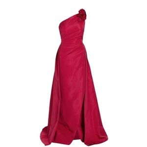 Teri Jon by Rickie Freeman Rose One-Shoulder Ballgown